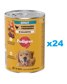PEDIGREE Adult puszka 24x400g mokra karma pełnoporcjowa dla dorosłych psów z kurczakiem i marchewką w galaretce