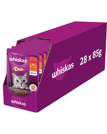 WHISKAS kapsička pro dospělé kočky 28x85 g mokré krmivo v želé s hovězím a drůbežím masem
