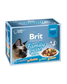 BRIT Premium by Nature Cat Delicate Fillets in Gravy Family Plate 12x85g krmivo v omáčce pro dospělé kočky