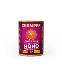 CHAMPER Coat Skin Krůtí monoproteinové krmivo pro psy 400 g