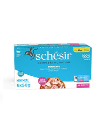 SCHESIR Tuňák ve vývaru pro kočky 6x50 g