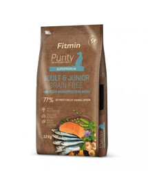 FITMIN Dog Purity Grain Free Adult Junior Fish Menu 12 kg granule s rybou pro mladé a dospělé psy středních a velkých plemen