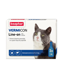 BEAPHAR Vermicon Line-On Cat Kapky proti blechám a klíšťatům pro kočky 3x1 ml