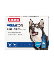 BEAPHAR Vermicon Line-On Dog M Kapky proti blechám a klíšťatům pro střední psy 3x3 ml