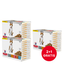 HILL'S Science Plan Feline Young Adult Sterilised Cat Multipack s kuřecím, s pstruhem, s tuňákem, s lososem 12x85 g (2+1 ZDARMA)