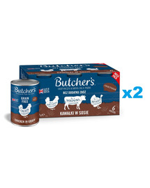 BUTCHR'S Original Recipe in gravy Mix chutí se zeleninou 12x400g kousků v omáčce s hovězím, krůtím a kuřecím masem pro psy