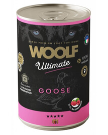 WOOLF Ultimate Adult Dog Goose and Raspberries 400g vlhká krmiva s husím masem a malinami pro psy