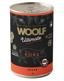 WOOLF Ultimate Adult Dog Pork and Linseed Oil 400g mokré krmivo s vepřovým masem a lněným olejem pro psy