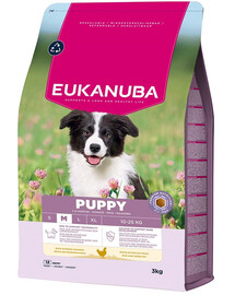EUKANUBA Puppy Medium Breeds Chicken 3 kg granule pro štěňata středních plemen bohatá na čerstvé kuře