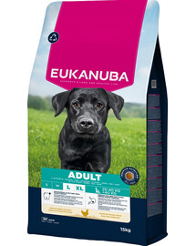 EUKANUBA Adult Large Breeds Chicken 15 kg krmivo pro psy velkých plemen bohaté na čerstvé kuřecí maso