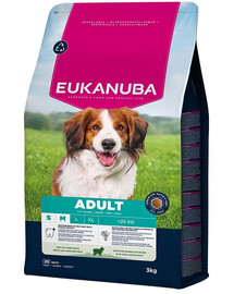 EUKANUBA Adult Small Medium Breeds Lamb Rice 3 kg suchá krmiva pro psy malých a středních plemen bohatá na jehněčí a rýži