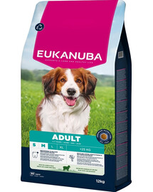 EUKANUBA Adult Small Medium Breeds Lamb Rice 12 kg krmivo pro psy malých a středních plemen bohaté na jehněčí maso a rýži
