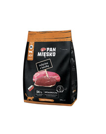 PAN MIŠKO Telecí s kachnou pro kočky křupky M 400 g