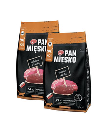 PAN MIĘSKO telecí s kachnou pro kočky křupky M 2x5 kg
