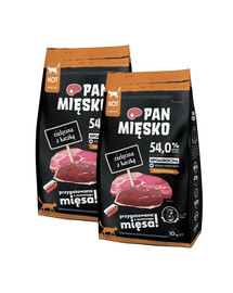 PAN MIĘSKO telecí s kachnou pro kočky, křupky M 2x10 kg