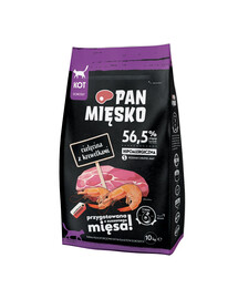 PAN MIĘSKO Telecí křupky s krevetami pro kočky S 2x10 kg