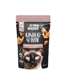PAN MIĘSKO Kousky v omáčce Kuřecí s křepelčím mokrá krmiva pro kočky 85 g