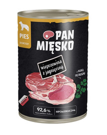 PAN MIĘSKO Vepřové maso s jehněčím krmivo pro psy 400 g