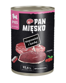 PAN MIĘSKO Vepřové maso s kachnou - krmivo pro štěňata 400 g