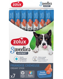 ZOLUX SWEETIES krémový pamlsek pro psa s lososem a kuřecím masem 7x14g