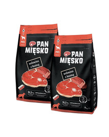 PAN MIĘSKO hovězí křupky s kozím masem pro psy M 2x9 kg