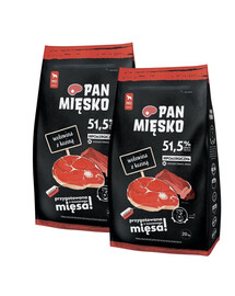 PAN MEAT Hovězí křupky s kozím masem pro psy M 2x20 kg