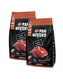PAN MIĘSKO hovězí s jelenem pro kočky křupky M 2x5 kg