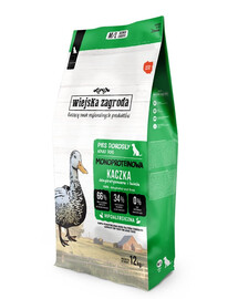 WIEJSKA ZAGRODA Monoproteinové krmivo kachní pro psy křupavé M/L 12 kg