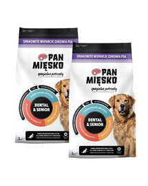 PAN MIĘSKO Speciální krmivo Dental and Senior pro dospělé a starší psy, křupky M 2x3 kg