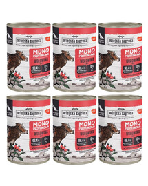 WIEJSKA ZAGRODA Monoproteinové hovězí mokré krmivo pro psy 6x400 g