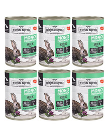 WIEJSKA ZAGRODA Monoproteinové mokré krmivo pro psy Rabbit 6x400 g