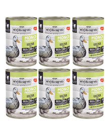 WIEJSKA ZAGRODA Monoproteinové mokré krmivo pro kočky s příchutí kachny 6x400 g