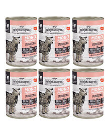 WIEJSKA ZAGRODA Monoproteinové mokré krmivo pro kočky s jehněčím masem 6x400 g
