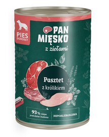 PAN MIĘSKO s bylinkami Paštika s králíkem pro psy 400 g