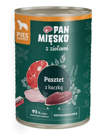 PAN MIĘSKO s bylinkami Paštika s kachnou pro psy 400 g