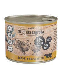 WIEJSKA ZAGRODA Konzerva pro koťata s krůtou a kuřetem 12x200g