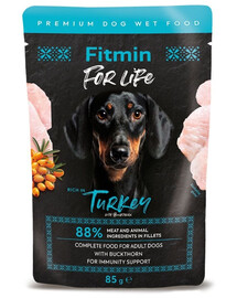 FITMIN For Life Dog Adult Turkey 85 g krůta s rakytníkem v omáčce