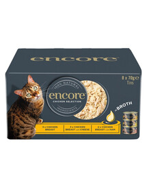 ENCORE Cat Chicken Selection in Broth Multipak 8x70 g mix chutí s kuřecím masem ve vývaru