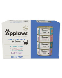 APPLAWS Cat Adult Fish Selection Multipak in Broth 24x70 g mix chutí ryb v vývaru