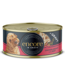 ENCORE Dog Chicken Breast with Beef in Gravy kuřecí prsa s hovězím masem v omáčce 156 g