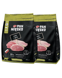 PAN MIĘSKO krůta s husou pro kočky, křupky S 2x400 g