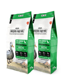 WIEJSKA ZAGRODA  Monoproteinové kachní chipsy pro psy M/L 2x12 kg