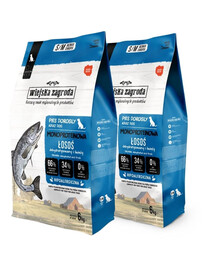 WIEJSKA ZAGRODA Monoproteinové lososové chipsy pro psy S/M 2x6 kg
