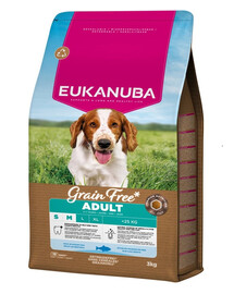 EUKANUBA Grain Free Adult Small Medium Ocean Fish 3 kg bezobilné krmivo pro dospělé psy malých a středních plemen s rybami