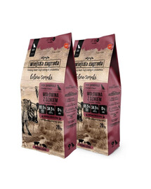 WIEJSKA ZAGRODA Hovězí s křupavým masem z divočáka lesní příchutě L 2x20 kg granule pro dospělé psy