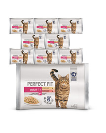 PERFECT FIT Adult kapsičky 36x85g – krmivo pro kočky v omáčce (s kuřecím masem a hráškem, s hovězím masem a mrkví)