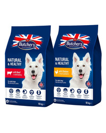 BUTCHER'S Natural&Healthy Mix chutí pro psy s kuřecím a hovězím masem 2 x 10 kg