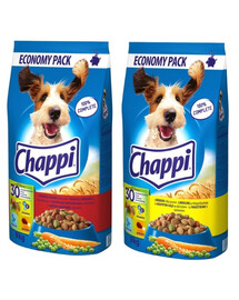CHAPPI Mix příchutí 2x9kg granule pro psy s drůbežím masem a zeleninou, hovězím masem a drůbežím masem se zeleninou