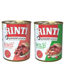 RINTI Kennerfleisch 12 x Zvěřina 800 g + 12 x Hovězí 800 g
