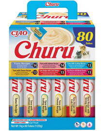 INABA Cat Churu Tuna Recipe 80x14g mix krémových pamlsků s tuňákem pro kočky